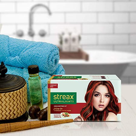 Streax Ultralights Hair Color Highlighting Kit For Women & Men 80Ml (Pack Of 4) Vibrant Red