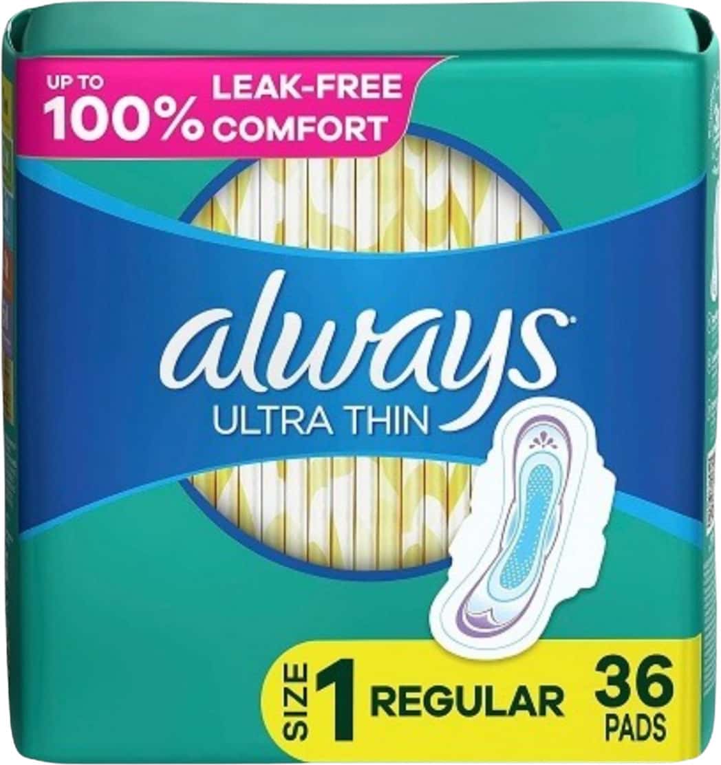 Always Ultra Thin| Size 1| Regular Pads With Wings| Unscented 36 Count