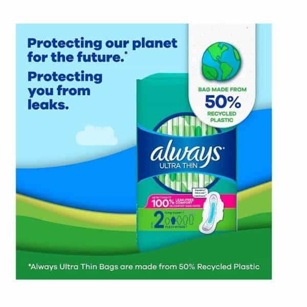 Always Ultra Thin| Size 1| Regular Pads With Wings| Unscented 36 Count