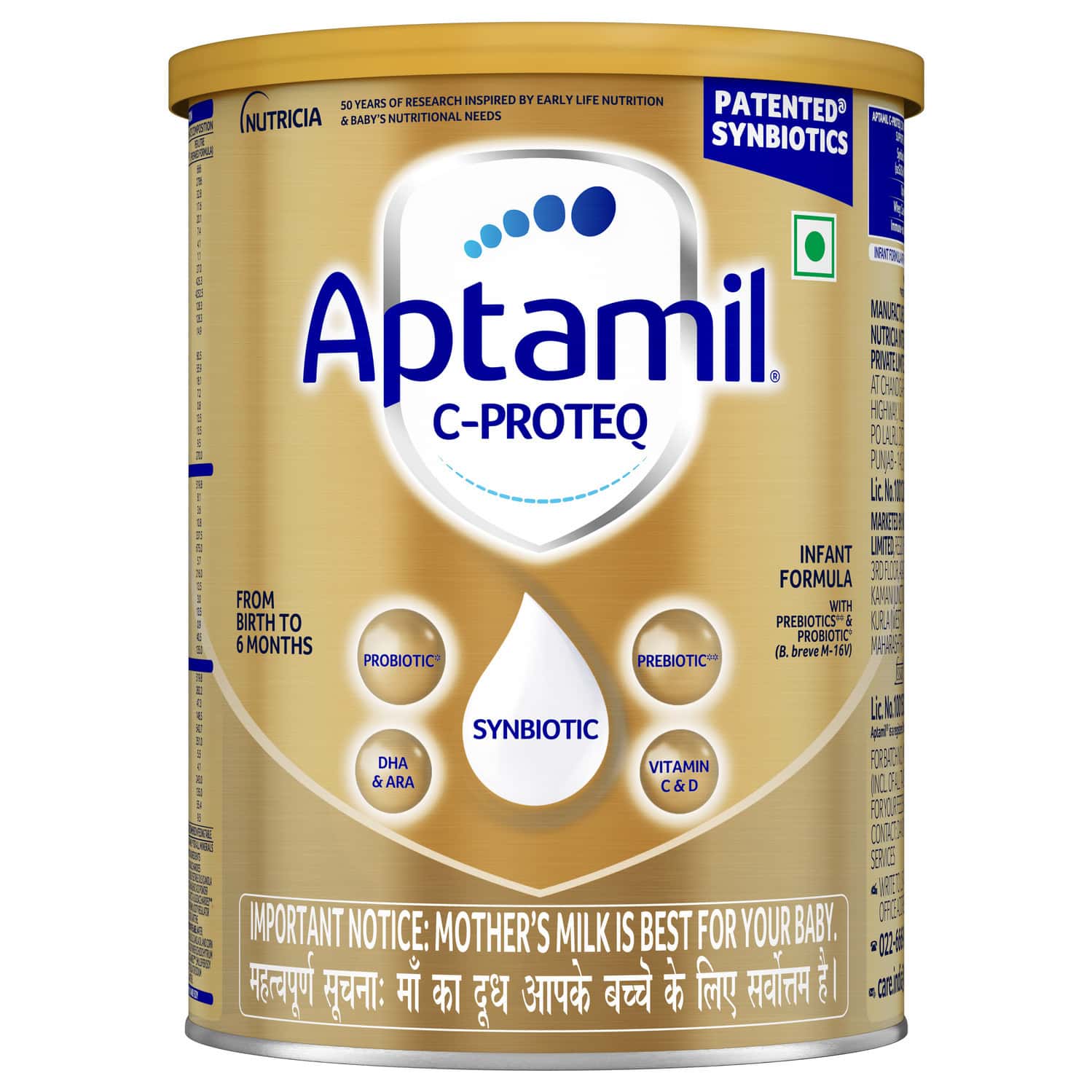 Aptamil C Proteq Infant Formula (from Birth To 6 Months) With Synbiotics Tin 400 Gm