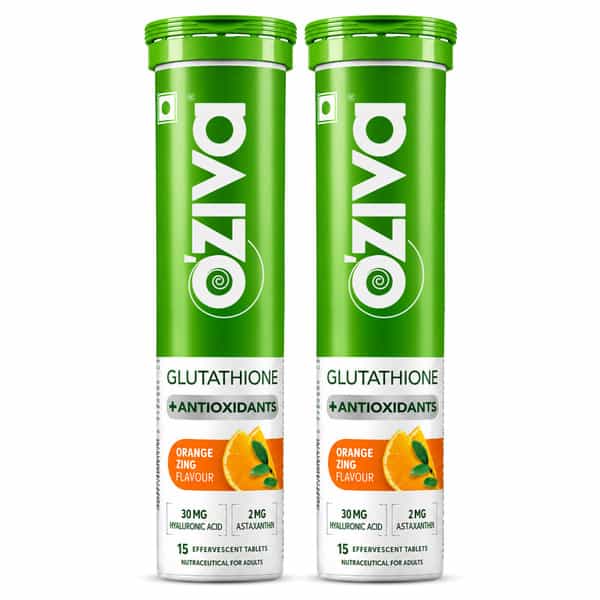 Oziva Bioactive Gluta With L-Glutathione Hyaluronic Acid Collagen Builder | Pack Of 2 (30 Tablets)