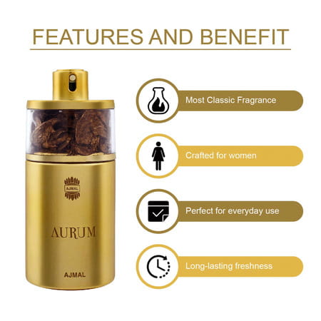 Ajmal Aurum Edp 75Ml Perfume For Women And Classic Oud Cp Oil Oudh 10Ml For Unisex