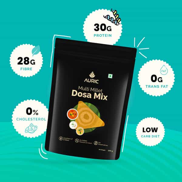 Auric Multi Millet Dosa Instant Mix - Ready To Cook Healthy Breakfast 200Gm