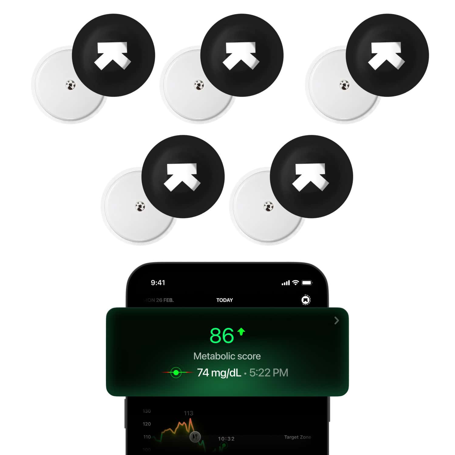 Ultrahuman M1 | 24/7 Smart Glucose Monitoring Via App | Bluetooth Connectivity | 5 Sensor