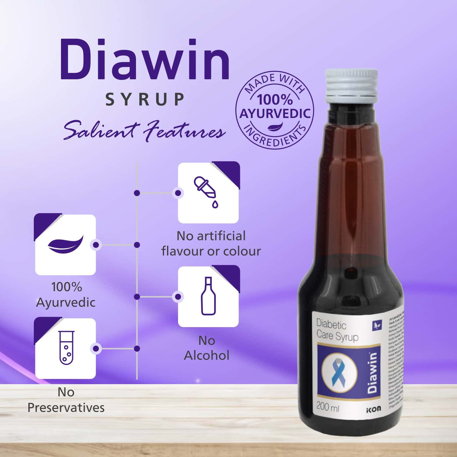 Buy DIAWIN SYRUP 200 ML TO MANAGE DIABETES & BLOOD GLUCOSE LEVEL