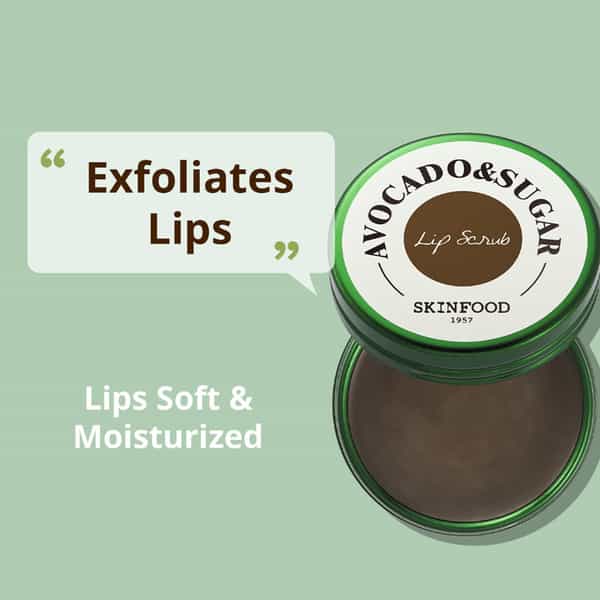 Skinfood Avocado & Sugar Lip Scrub - Night Moisturizing Lip Scrub - 14G