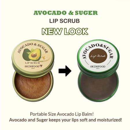 Skinfood Avocado & Sugar Lip Scrub - Night Moisturizing Lip Scrub - 14G