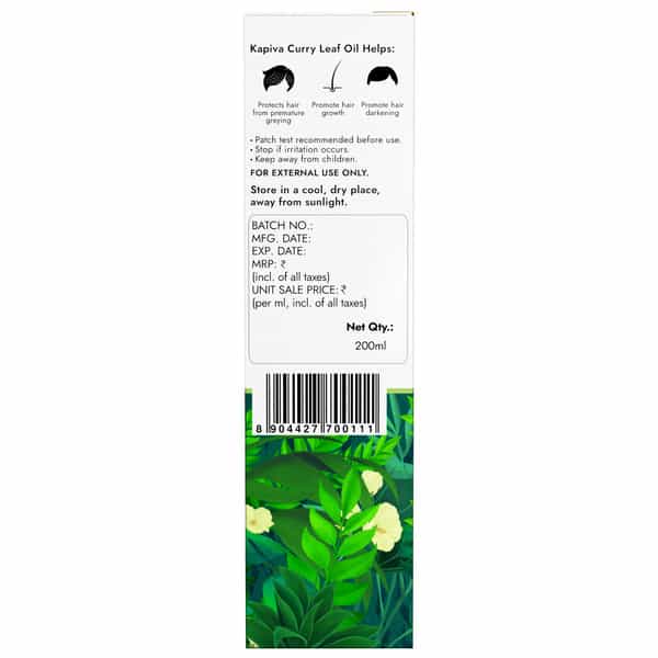 Kapiva Curry Leaf Grey Control Hair Oil 200 Ml