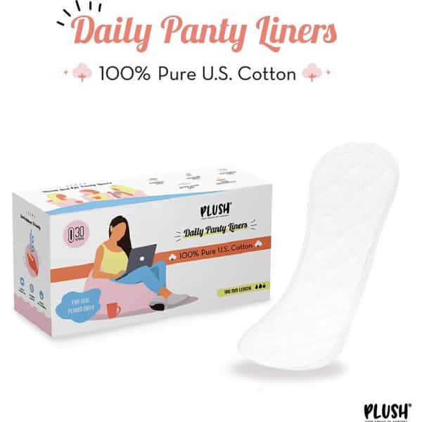 Plush Panty Liners Large (180Mm)|Pure U.s. Cotton With Quad Lock Design For Instant Dryness (30N)
