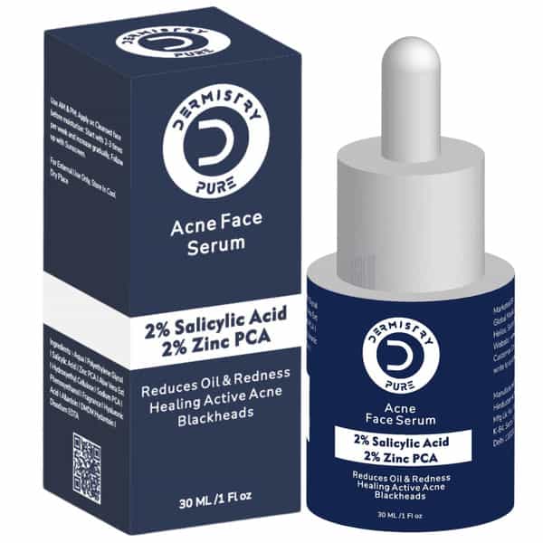 Dermistry 2% Salicylic Acid 2% Zinc Face Serum For Oily Acne Prone Skin Black & Whitehead Scars 30Ml