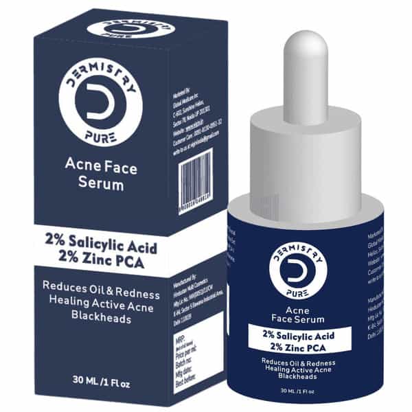 Dermistry 2% Salicylic Acid 2% Zinc Face Serum For Oily Acne Prone Skin Black & Whitehead Scars 30Ml