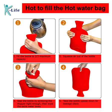 K-Life Leak Proof Thick Rubber Heating Pad Pain Relief Non-Electrical 2 L Hot Water Bag (Red)
