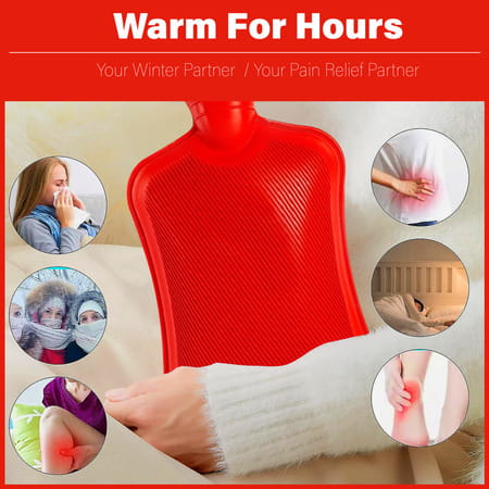 K-Life Leak Proof Thick Rubber Heating Pad Pain Relief Non-Electrical 2 L Hot Water Bag (Red)