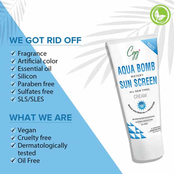 Cgg Cosmetics Aqua Bomb Watery Sunscreen Cream Spf 50 Broad Spectrum Pa+++ Protection - 50Gm