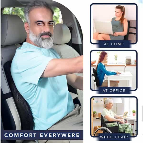 Trajectory Back Support For Chair & Car Seat, Orthopedic Lumbar Support Memory Foam Backrest Cushion