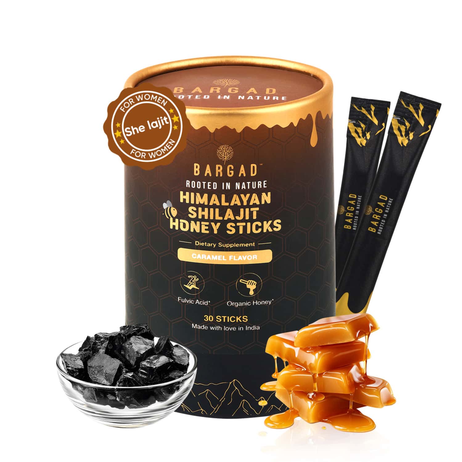 Bargad Himalayan Shilajit Honey Sticks (Caramel Flavor) - 30 Sticks