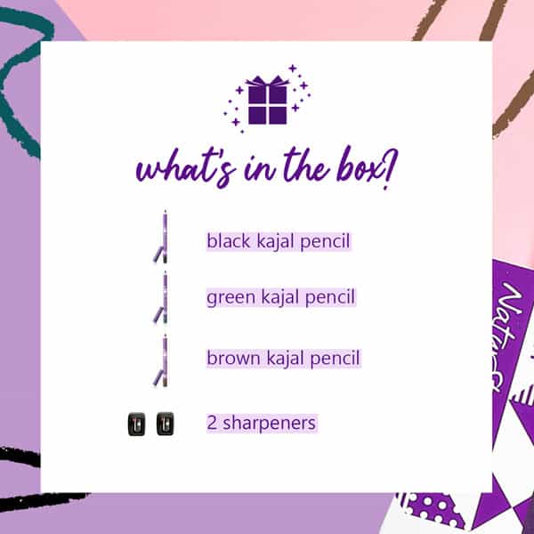 Plum Colour Takeover Gift Set Of 3 - Black Green & Brown Kajal Pencils