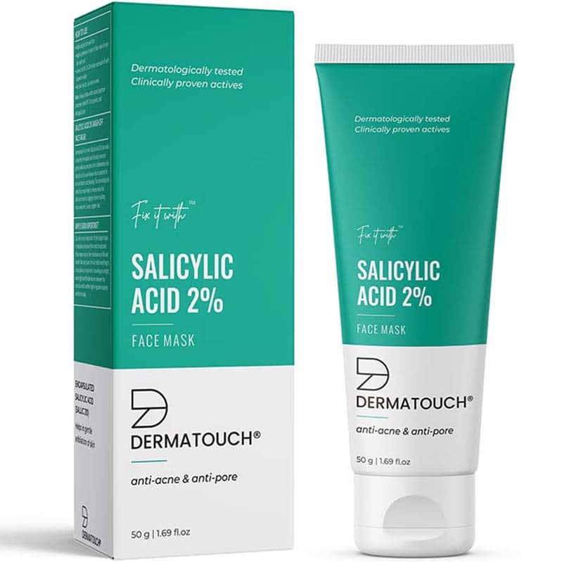 Dermatouch 2% Salicylic Acid Face Mask |Wash-Off Face Mask For Acne | Pimples & Glowing Skin - 50g