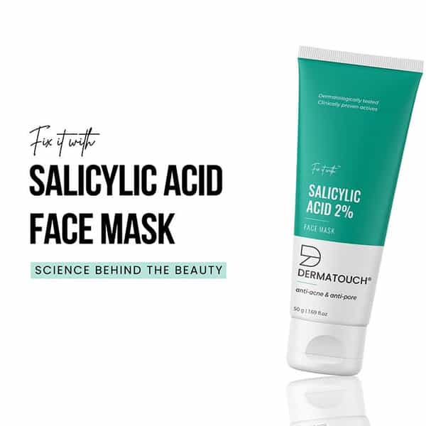 Dermatouch 2% Salicylic Acid Face Mask |Wash-Off Face Mask For Acne | Pimples & Glowing Skin - 50G