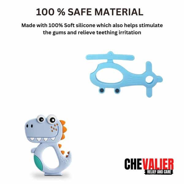 Chevalier Soft Silicone Rubber Baby Teether | Soothes Sore Gums Chew Infant Toy Combo 2 Dshs