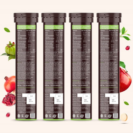 Vegan Greens Apple Cider Vinegar With Garcinina, Pomegrate & Green Tea, Vit B6- 100 Efferver, Apple