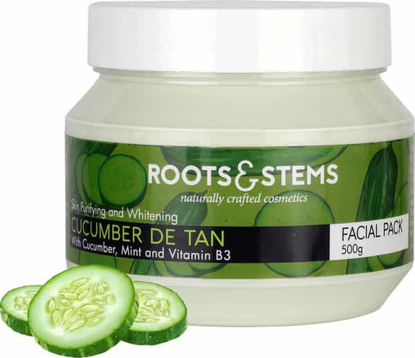 Roots & Stems Cucumber De Tan Facial Pack For Skin Purifying Repairs Damaged Skin & Blemishes 500G