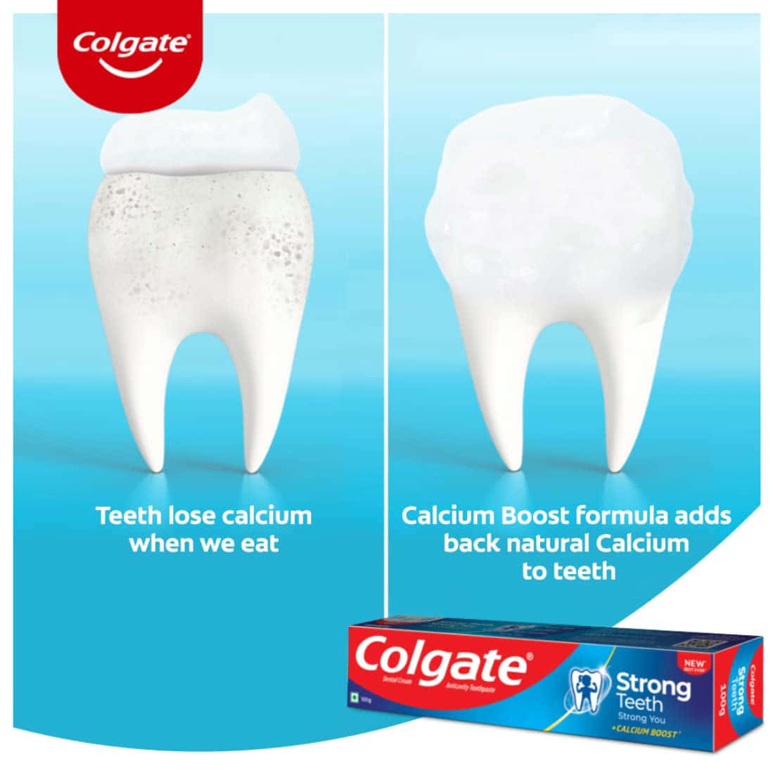 Order Colgate Strong Teeth 500g (200g X 2 + 100g, Pack Of 3) Cavity