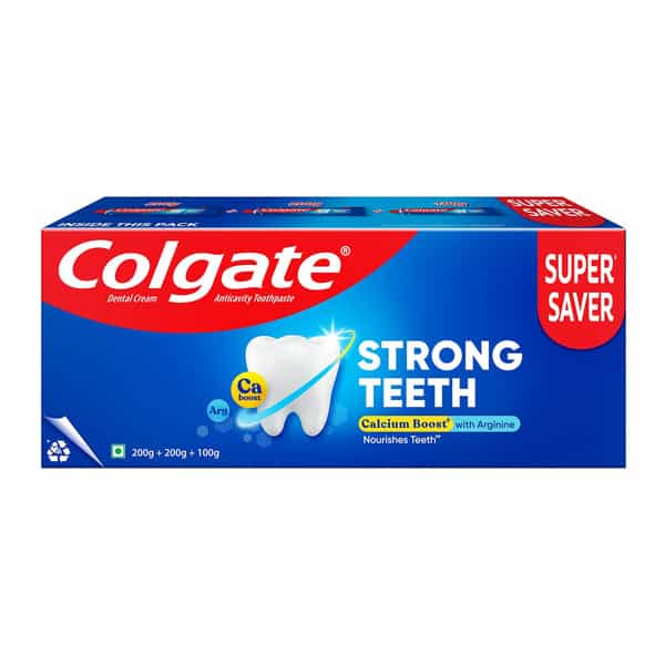 Colgate Strong Teeth Anticavity Toothpaste - 200G + 200G + 100G (500G)