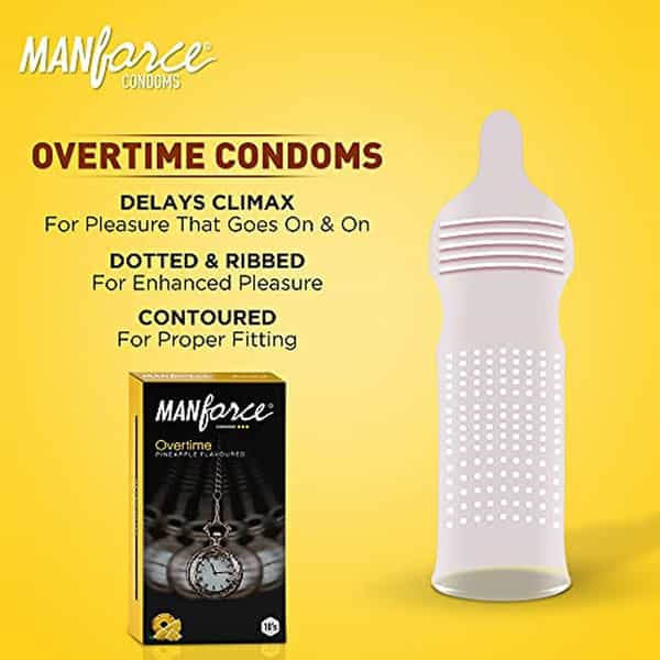 Manforce Premium Hotdots Belgian Chocolate & Overtime Pineapple 3In1 Condoms (Set Of 2 20 Pcs)