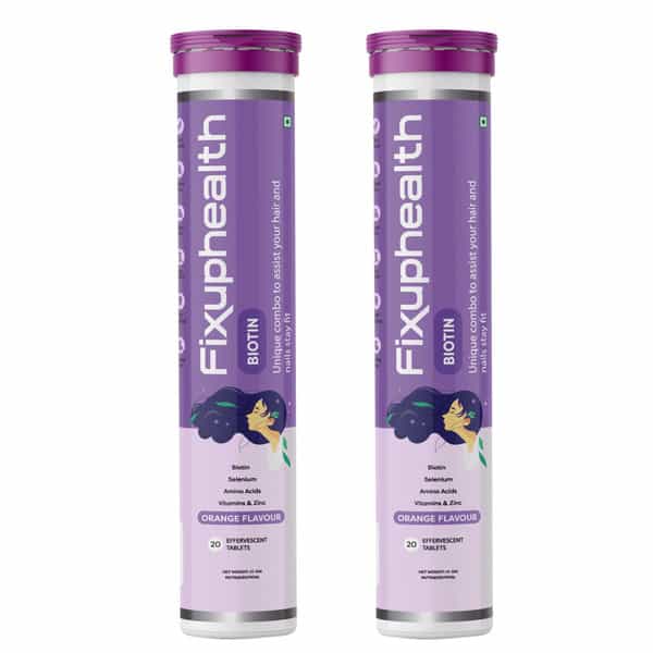 Fixuphealth Biotin Selenium Amino Acids Vitamin & Zinc Effervescent Tab Orange Pack Of 2 20 Tablets