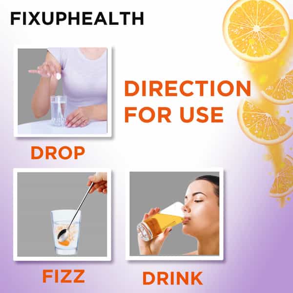 Fixuphealth Biotin Selenium Amino Acids Vitamin & Zinc Effervescent Tab Orange Pack Of 2 20 Tablets