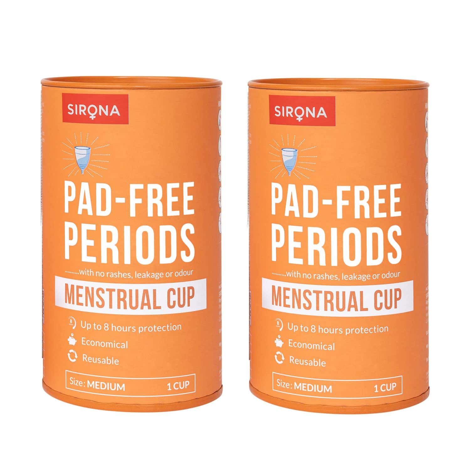 Sirona Reusable Menstrual Cup For Women | Medium Size With Pouch | Pack Of 2