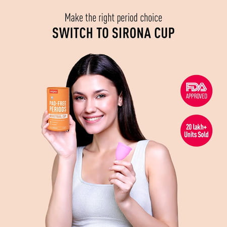 Sirona Reusable Menstrual Cup For Women | Medium Size With Pouch | Pack Of 2