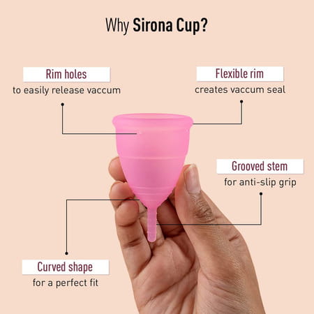 Sirona Reusable Menstrual Cup For Women | Medium Size With Pouch | Pack Of 2