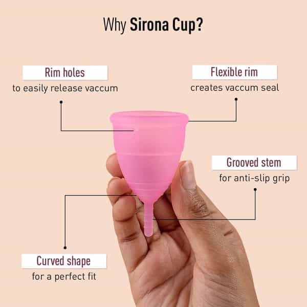 Sirona Reusable Menstrual Cup For Women | Medium Size With Pouch | Pack Of 2