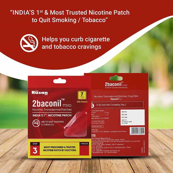 Rusan 2Baconil Nicotine Transdermal Patch 24H | Pack Of 2 Patches (Step 3 - 7 Mg)