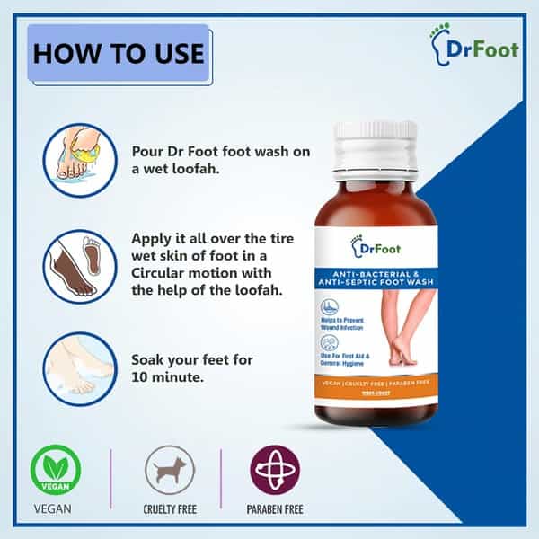 Dr Foot Antiseptic Antibacterial Foot Wash 100Ml