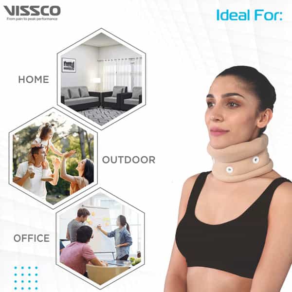 Vissco Cervical Collar With Chin Support |Provides Support & Stability To The Neck - Xl (Beige)
