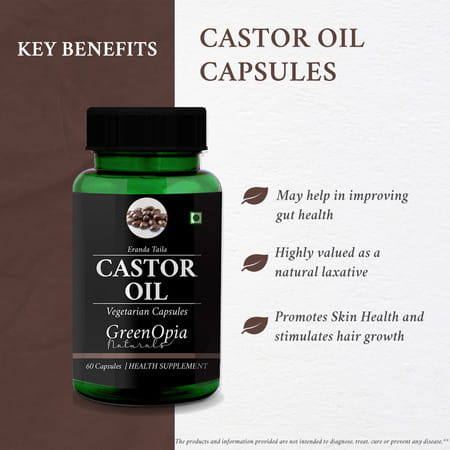 Greenopia Castor Seed Oil 60 Liquid Filled Vegetarian Capsules