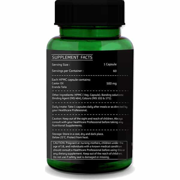 Greenopia Castor Seed Oil 60 Liquid Filled Vegetarian Capsules