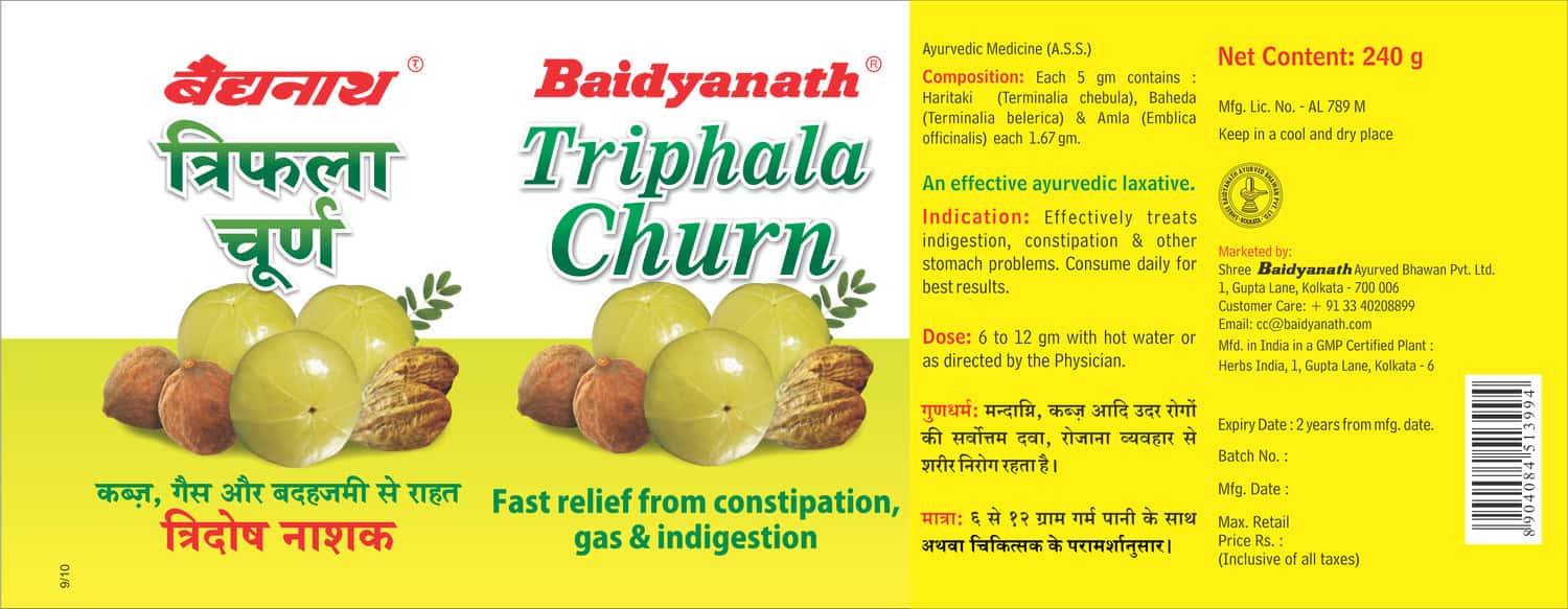 Buy Baidyanath Triphala Churna Bottle Of 240 G Online at Flat 18 OFF