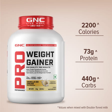 Gnc Pro Performance Weight Gainer | 73g Protein | 440g Carbs | 2200 Cal | Vanilla Ice Cream | 3 Kg