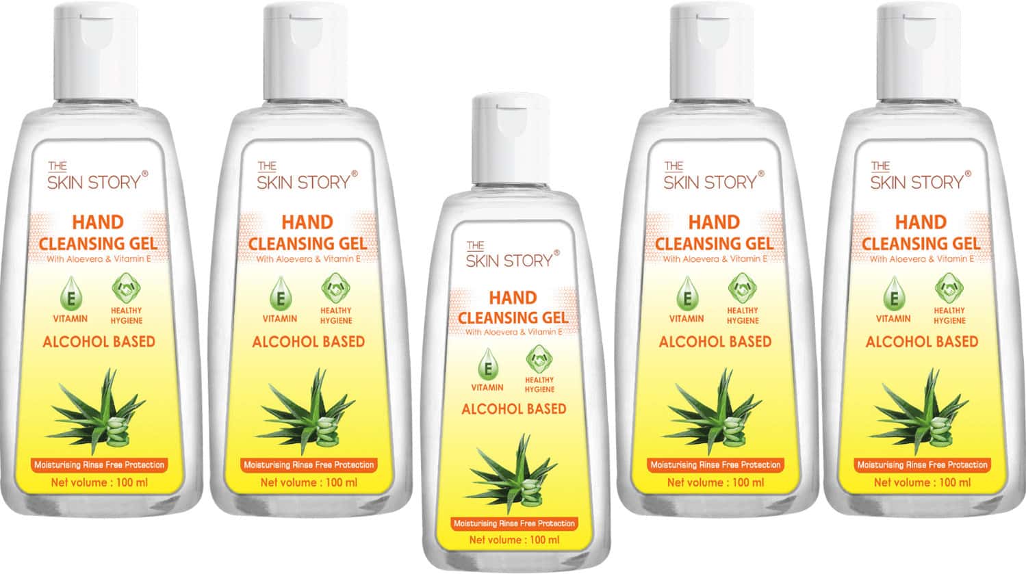 The Skin Story Hand Cleansing Gel ( Sanitizer) 70 % Alcohol - 100ml (Pack Of 5)