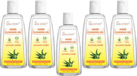 The Skin Story Hand Cleansing Gel ( Sanitizer) 70 % Alcohol - 100ml (Pack Of 5)
