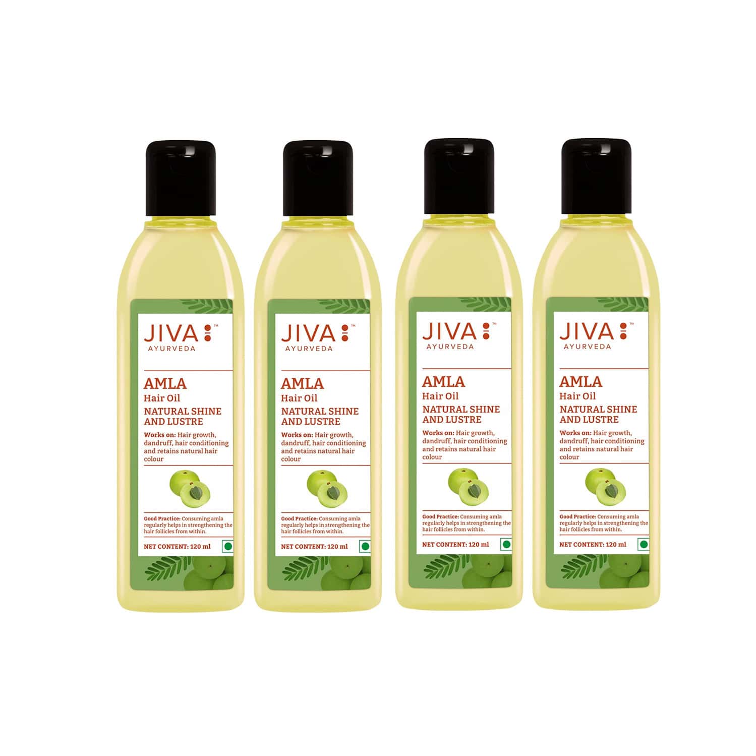 Jiva Amla Oil Helps In Hair Growth, Hair Conditioning, Retain Natural Hair Colour -120ml (pack Of 4)