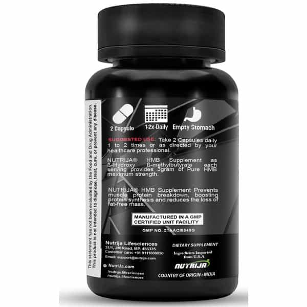 Nutrija Hmb 1000Mg Capsules (Beta-Hydroxy Beta-Methylbutyrate) - Pure Hmb (60 Capsules)