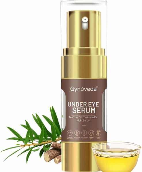 Gynoveda Under Eye Serum For Dark Circles Puffiness With Tea Tree Oil Yashtimadhu. 90Ml