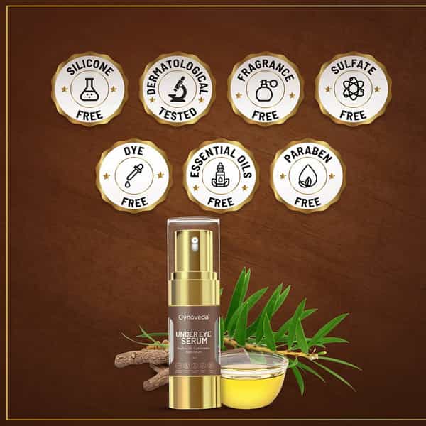 Gynoveda Under Eye Serum For Dark Circles Puffiness With Tea Tree Oil Yashtimadhu. 90Ml