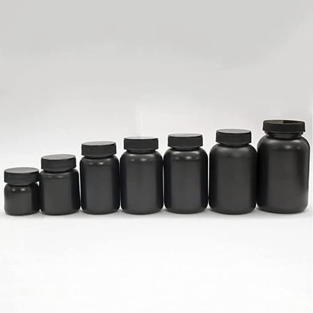 Patco - 60ml Black Hdpe Empty Bottle For Capsules & Tablets - For Ayurvedic Powder Storage (50 Pcs)