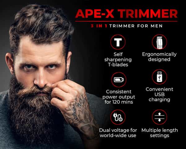 Beardo Ape-X 3-In-1 Trimmer | Nose Trimmer | Shaver | Manscaping. 120 Minute Run Time.